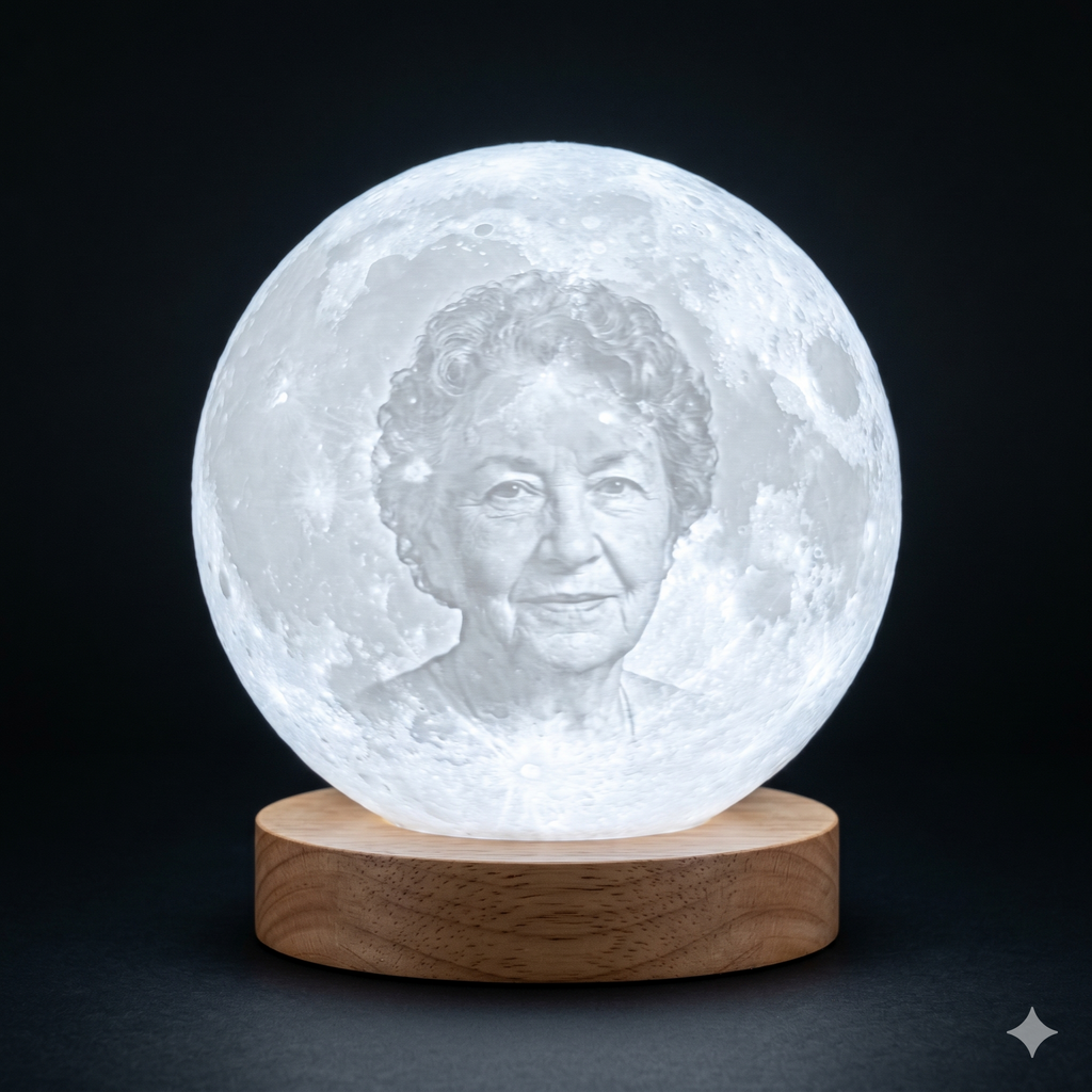 Lámpara luna — Base redonda luz blanca