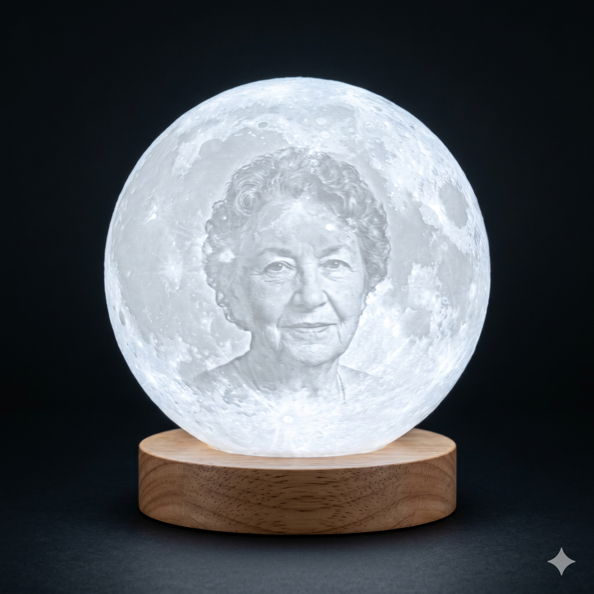 Lámpara luna — Base redonda luz blanca