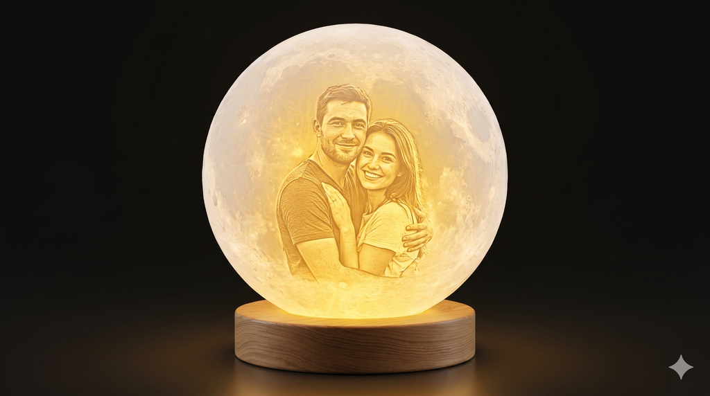 Lámpara luna — Base redonda luz cálida amarilla