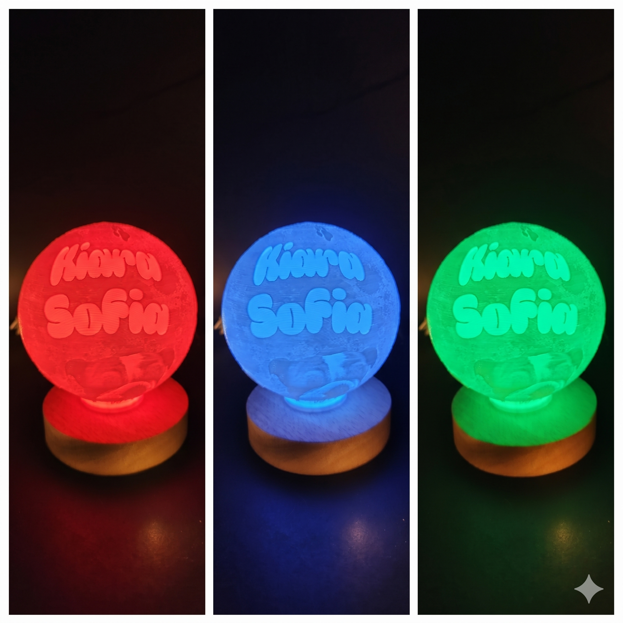 Lámpara luna — RGB multicolor verde azul morado