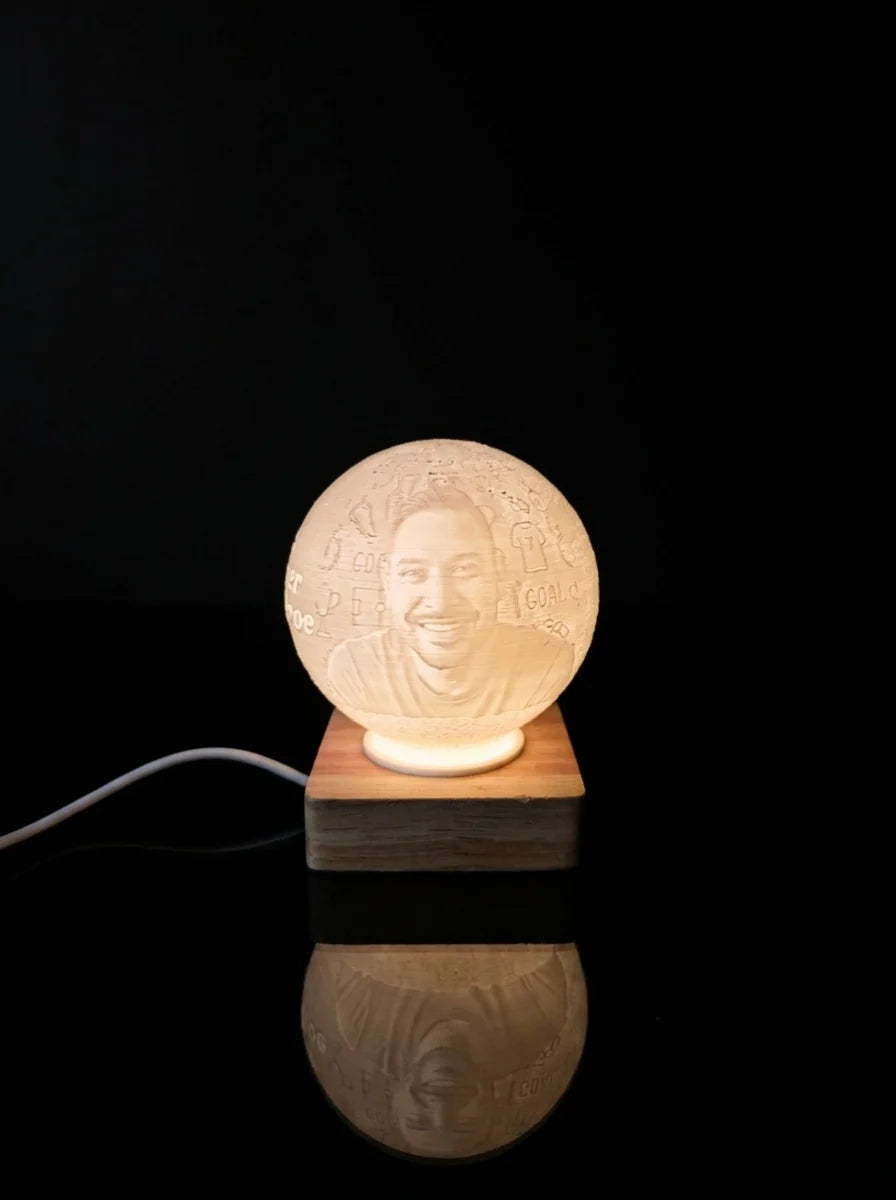 Lámpara litofanía con retrato de papá, luz blanca, base cuadrada