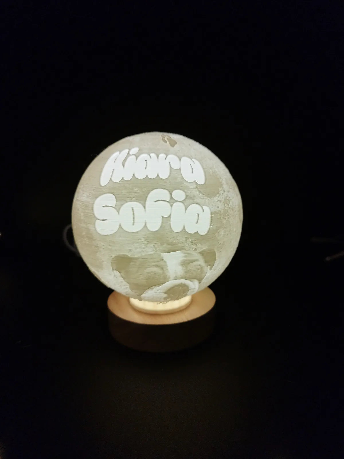 Esfera litofanía personalizada con nombres grabados
