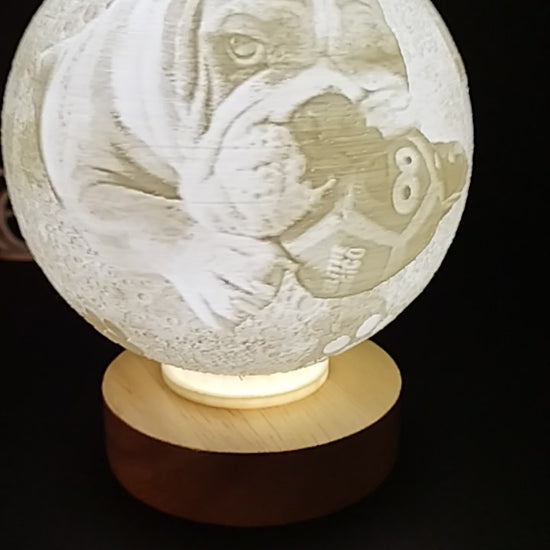 Video real de la esfera litofanía personalizada encendida