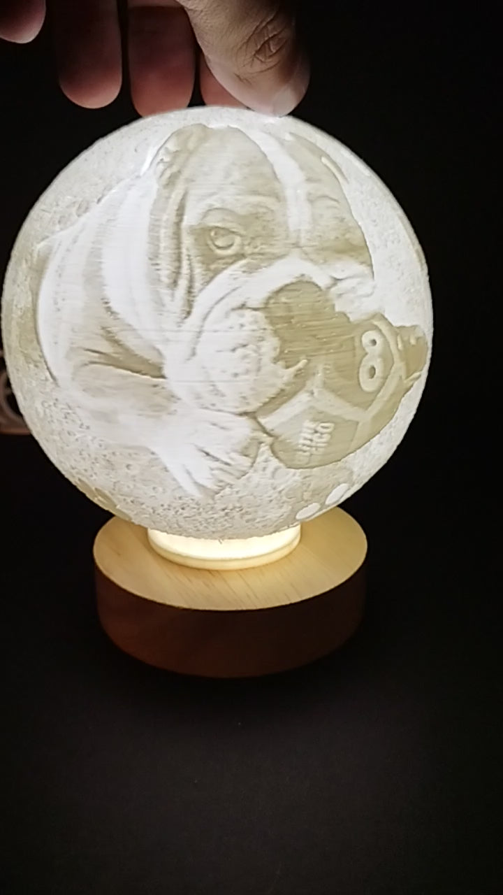 Video real de la esfera litofanía personalizada encendida